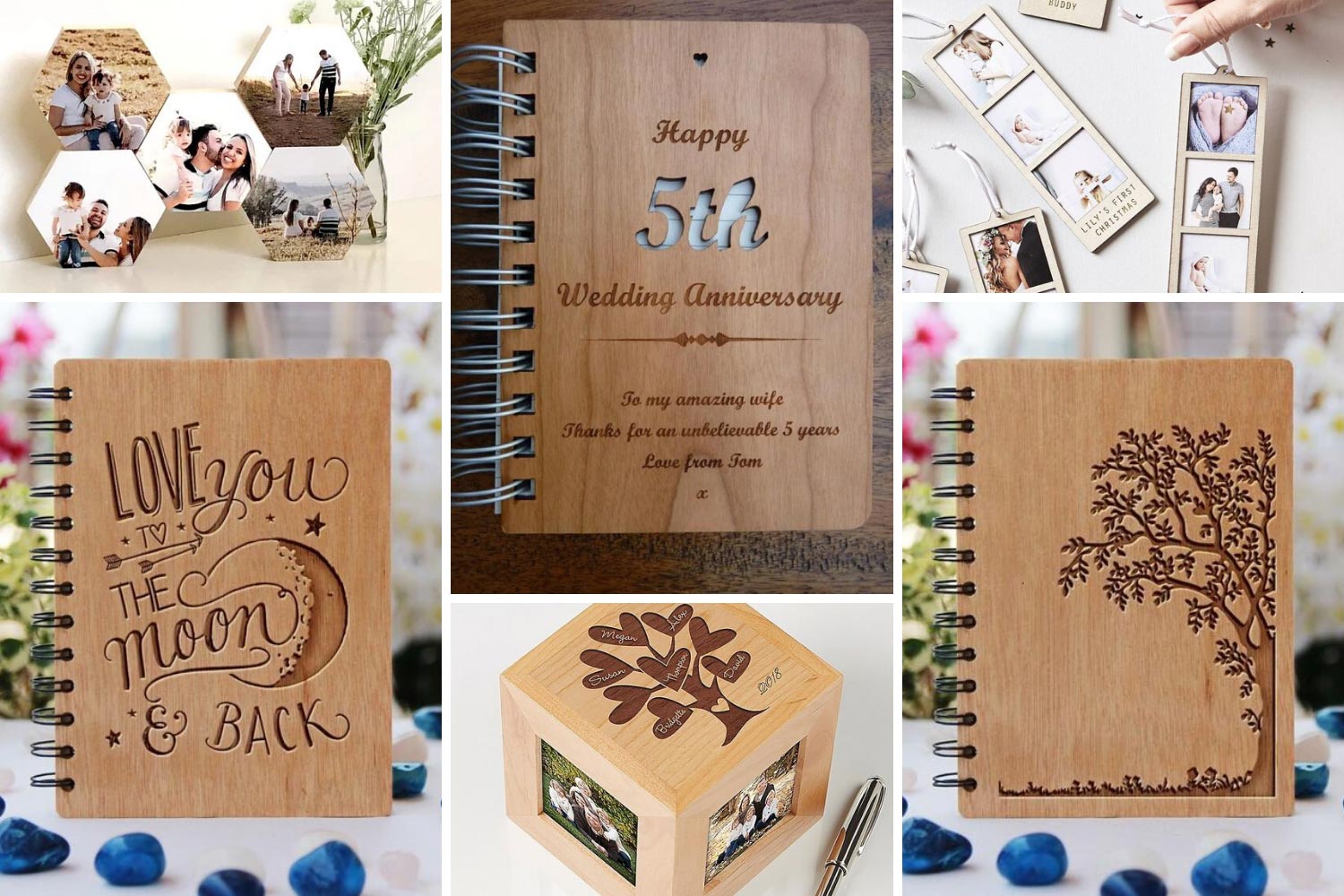 The best gift for a wooden wedding - pictures on boards