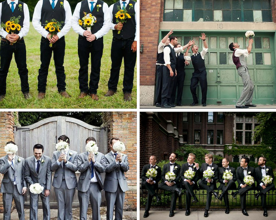 фото жених с букетом