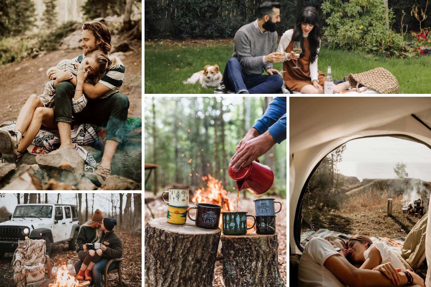 Фотосессия влюбленных в стиле поход с пикником фото