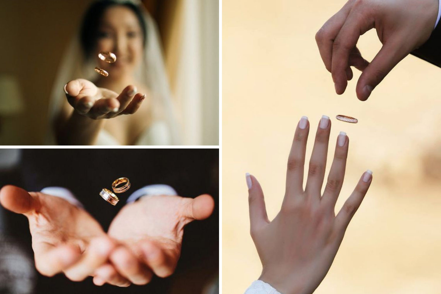 Свадебные кольца в полете