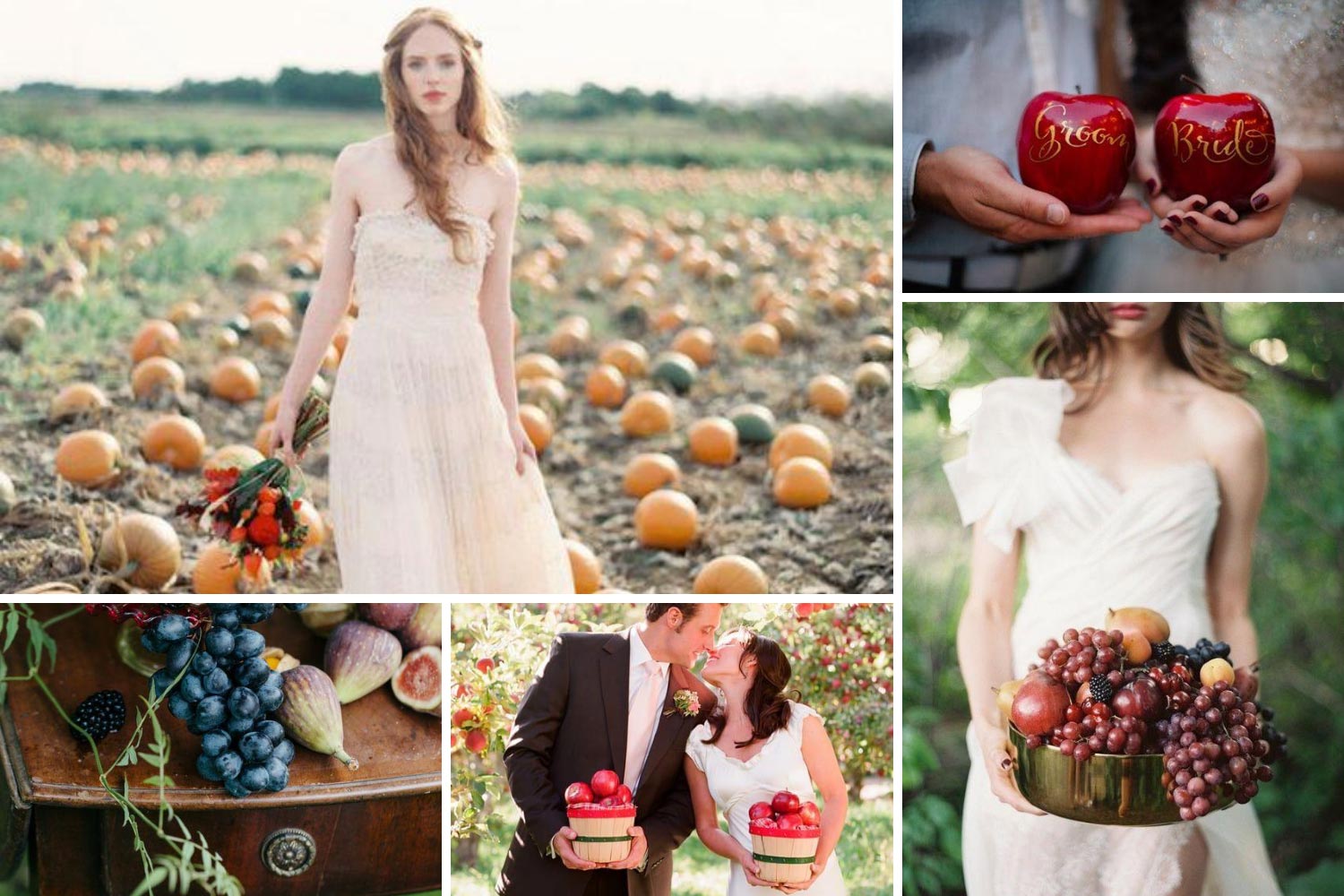 Реквізит для весільної фотосесії: фрукти і овочі фото