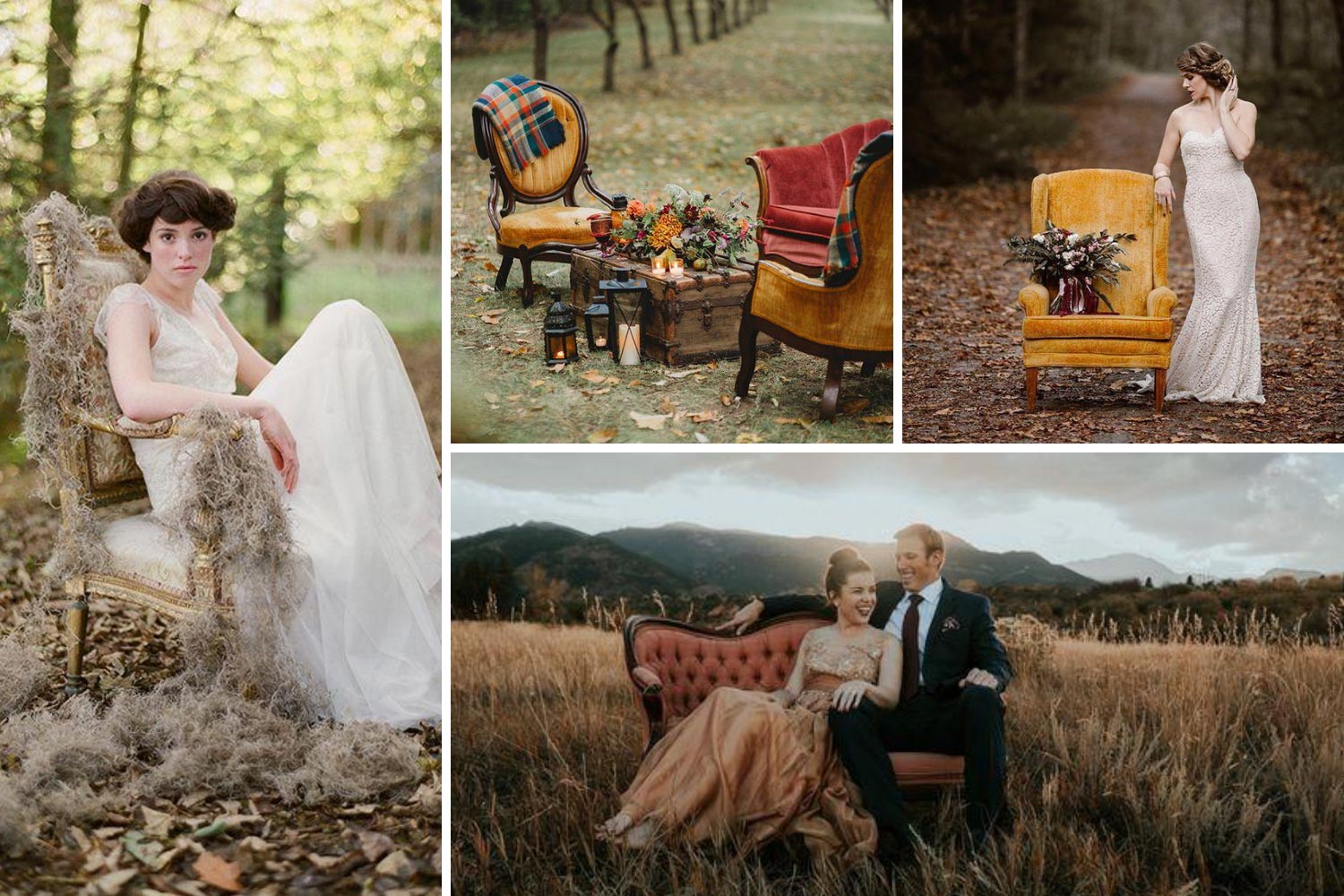 Весільні фото восени: меблі на природі