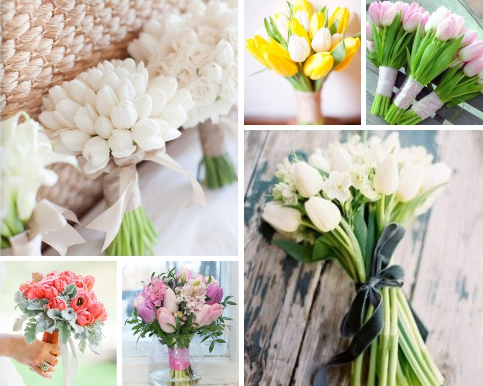 весільний букет з тюльпанами