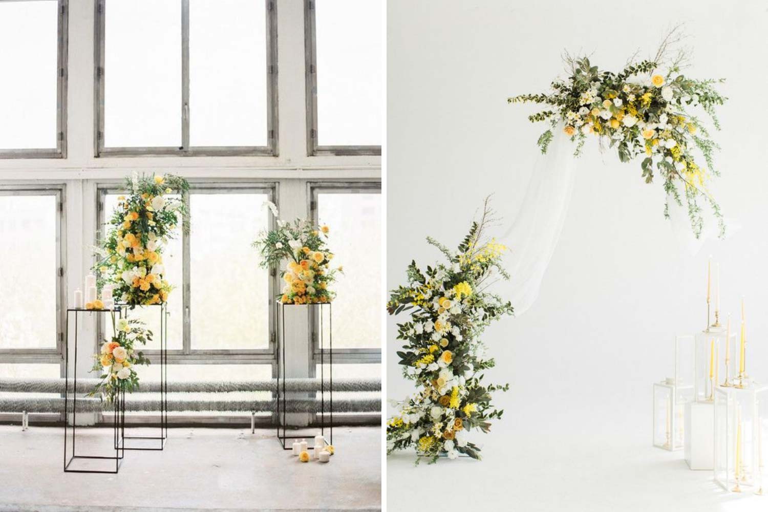 Сучасні весільні арки в жовтих тонах фото