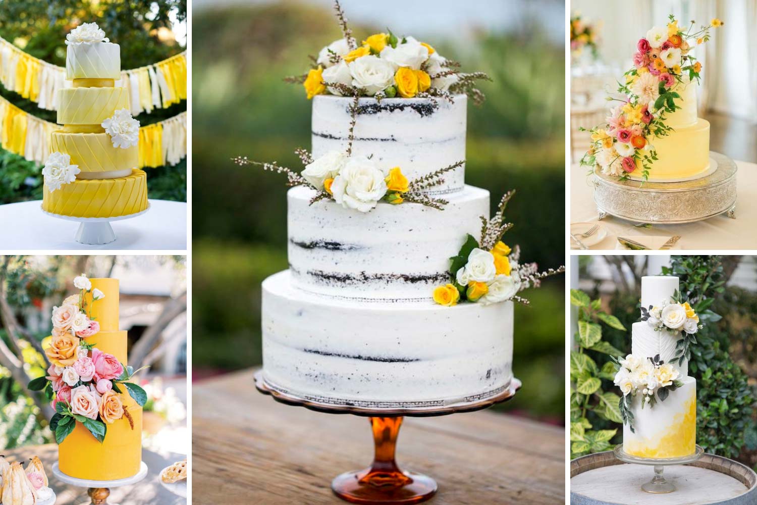 Жовтий весільний торт фото