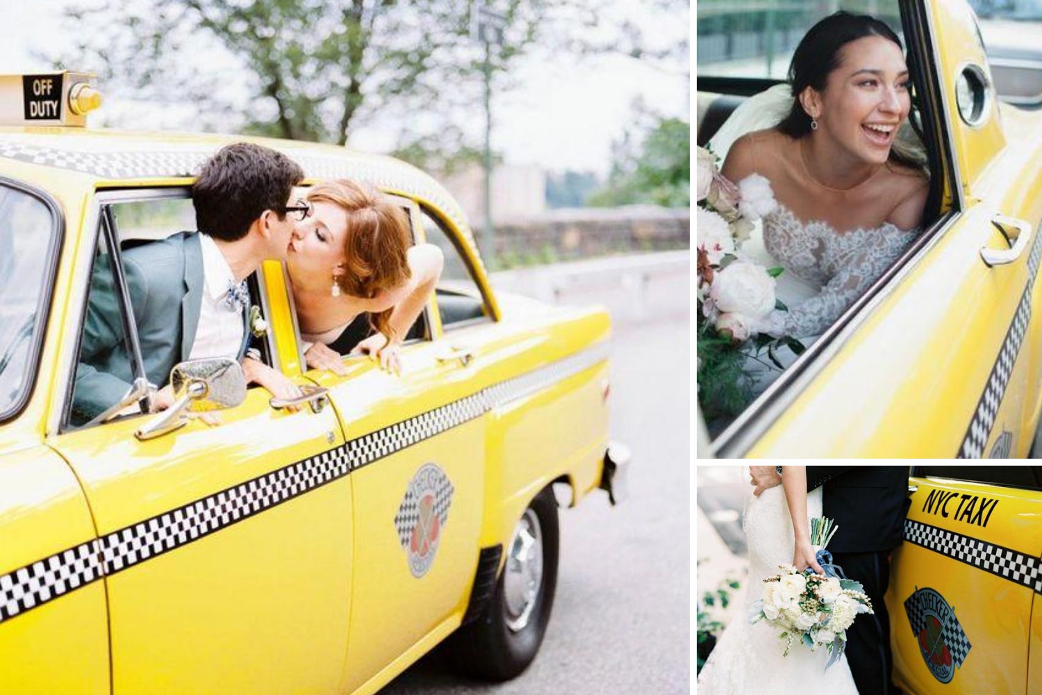 Желтое такси на свадьбу фото