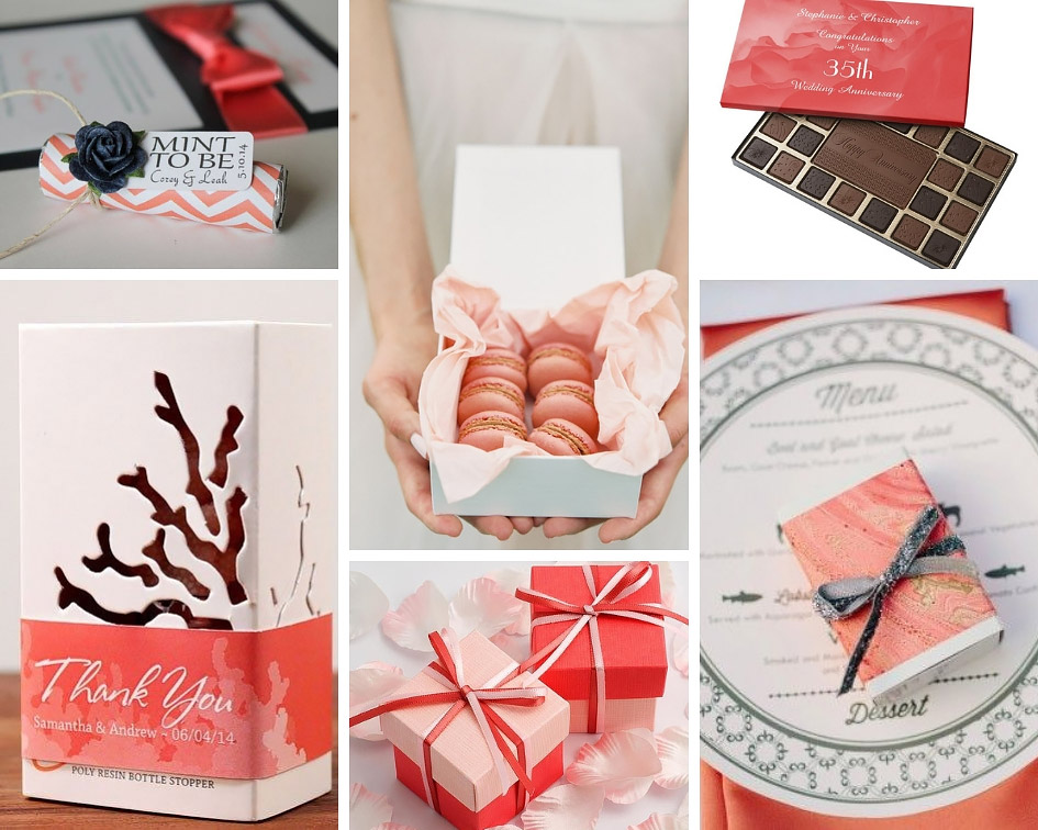 подарки гостям в коралловом стиле