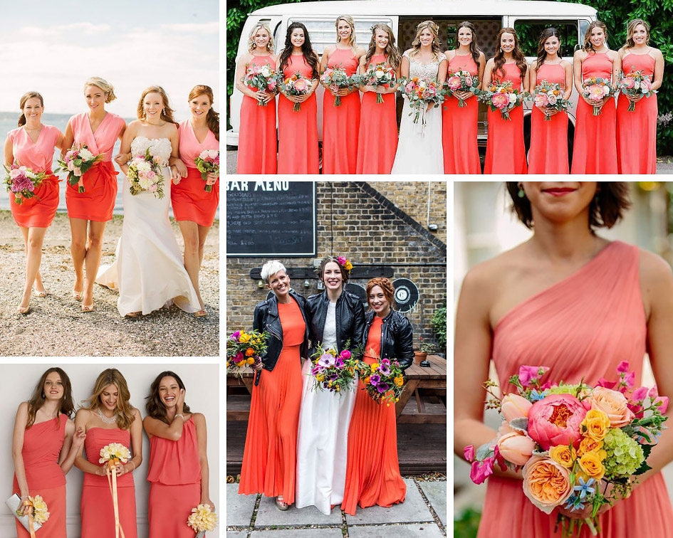 коралловое платье дружки невесты