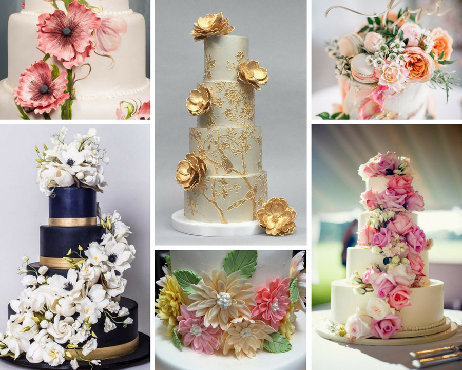 багатоярусні торти з квітами