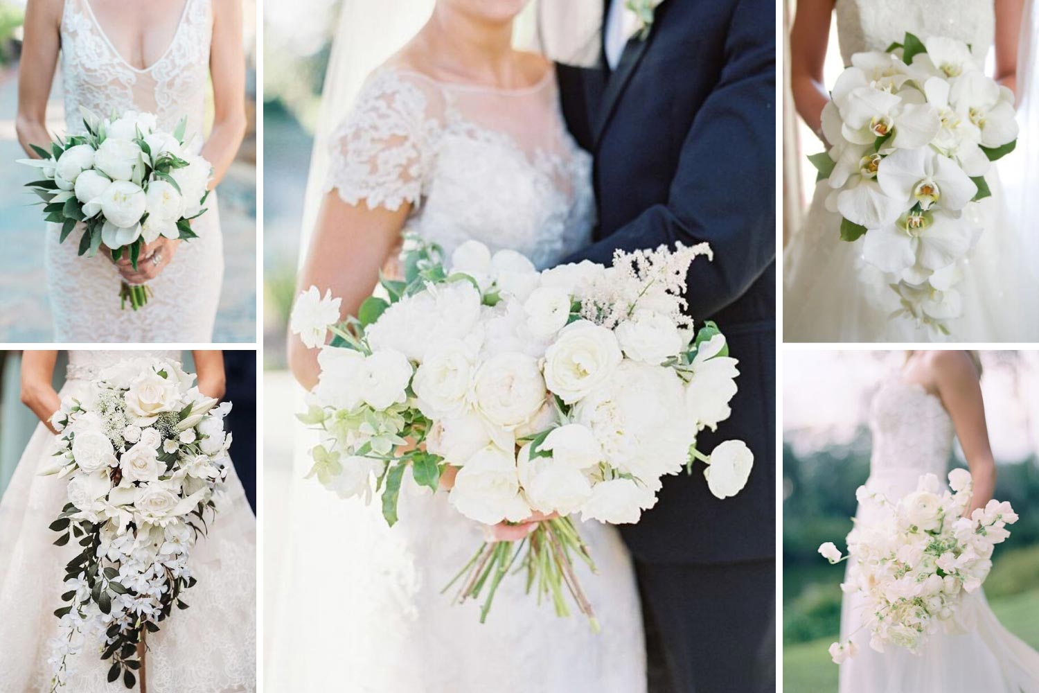 Белый букет на свадьбу: идеи