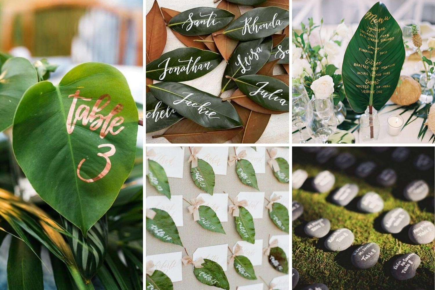 План розсадки, розсадкові картки, номери на столи з листя фото