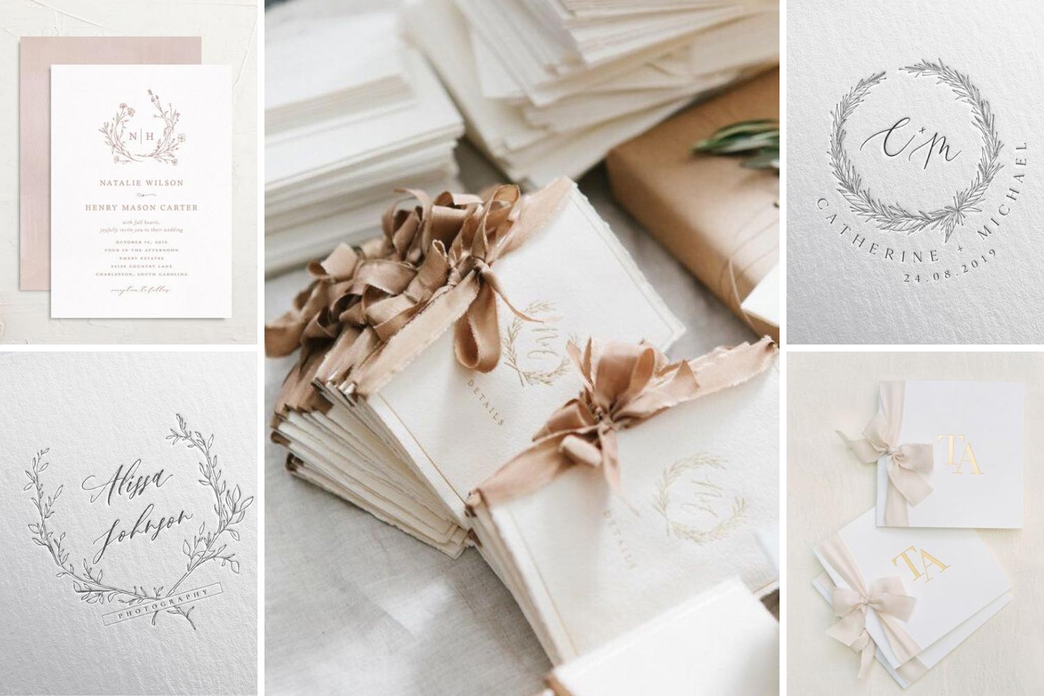 Пригласительные на свадьбу с монограммой: идеи в нежных тонах