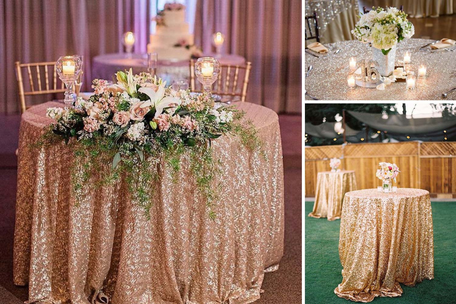 Блестящие скатерти на свадьбу фото 