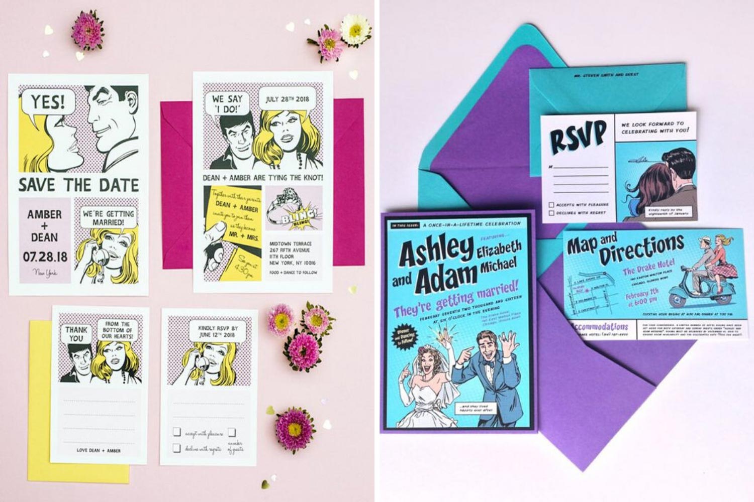 Приглашения на свадьбу в стиле пин-ап, комиксов фото