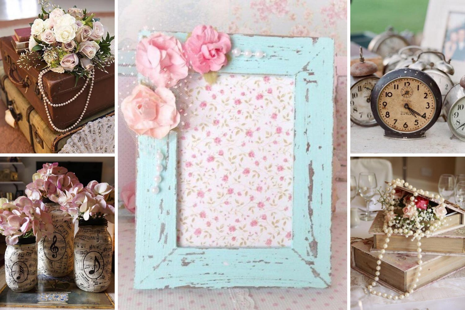 Винтажные вещи, старинные часы, рамки для фото, чемоданы: идеи декора