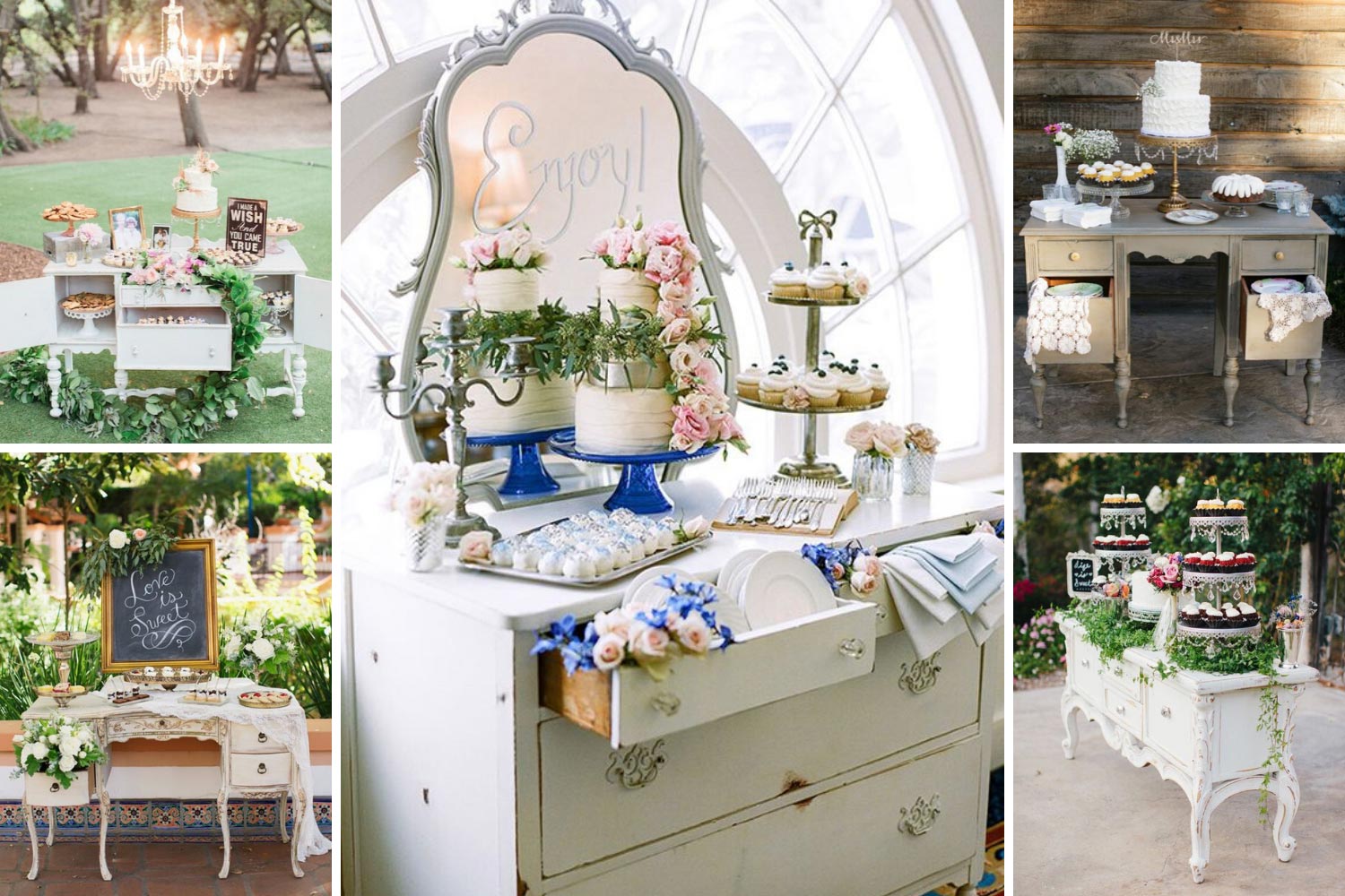 Кенди-бар на винтажном комоде фото