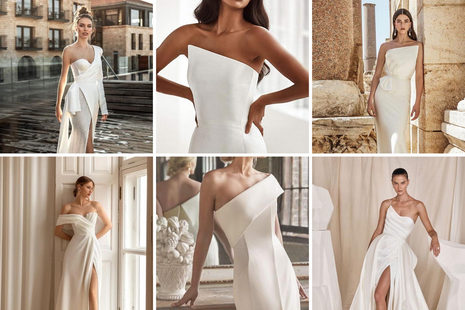 Сукні на весілля з асиметричним вирізом фото