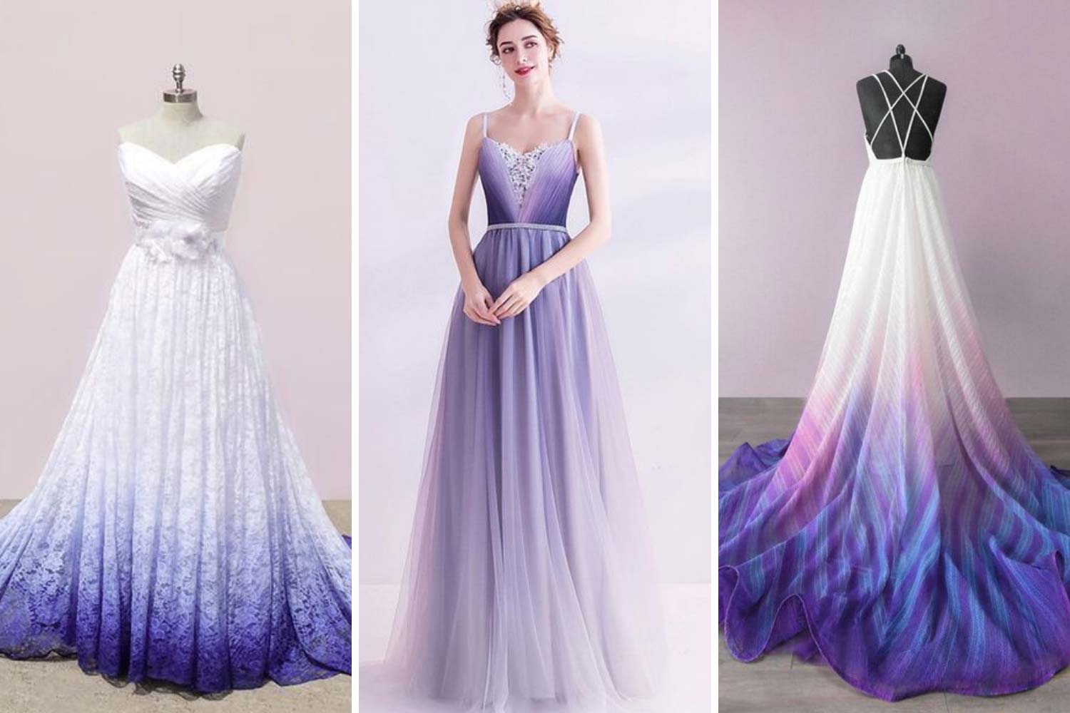 Платье невесты с фиолетовым омбре фото