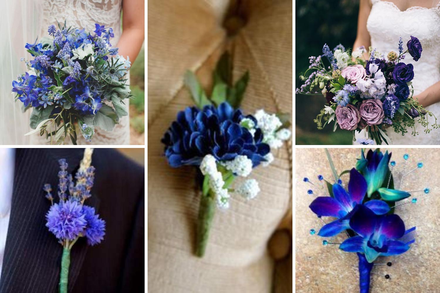Синій букет нареченої, синя бутоньєрка фото