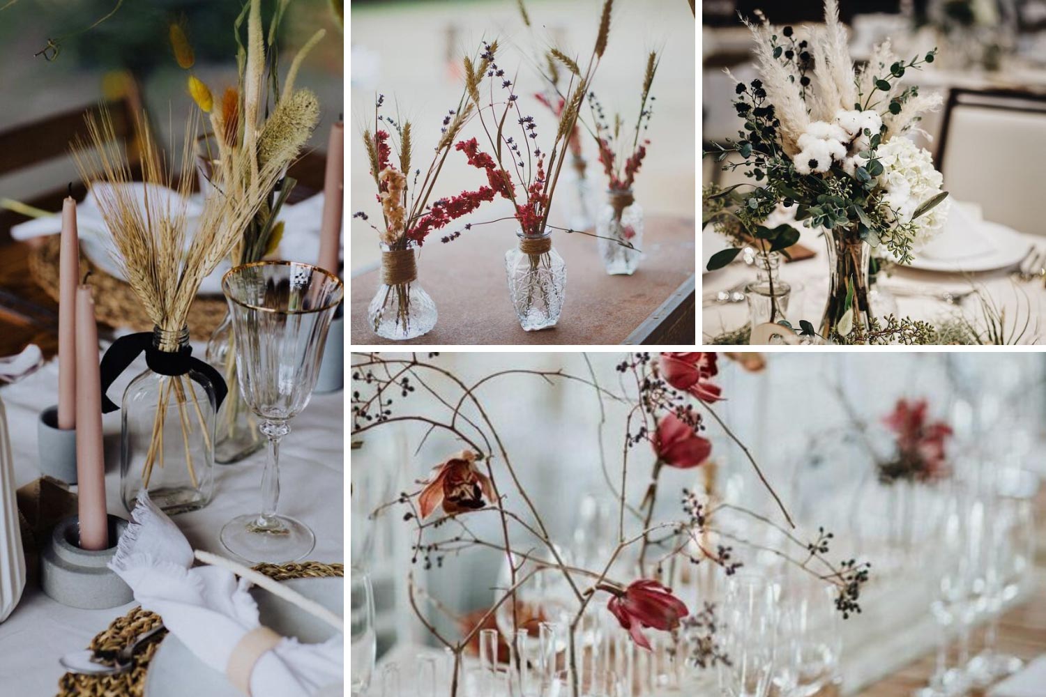 Декор свадебного стола: идеи с сухоцветами
