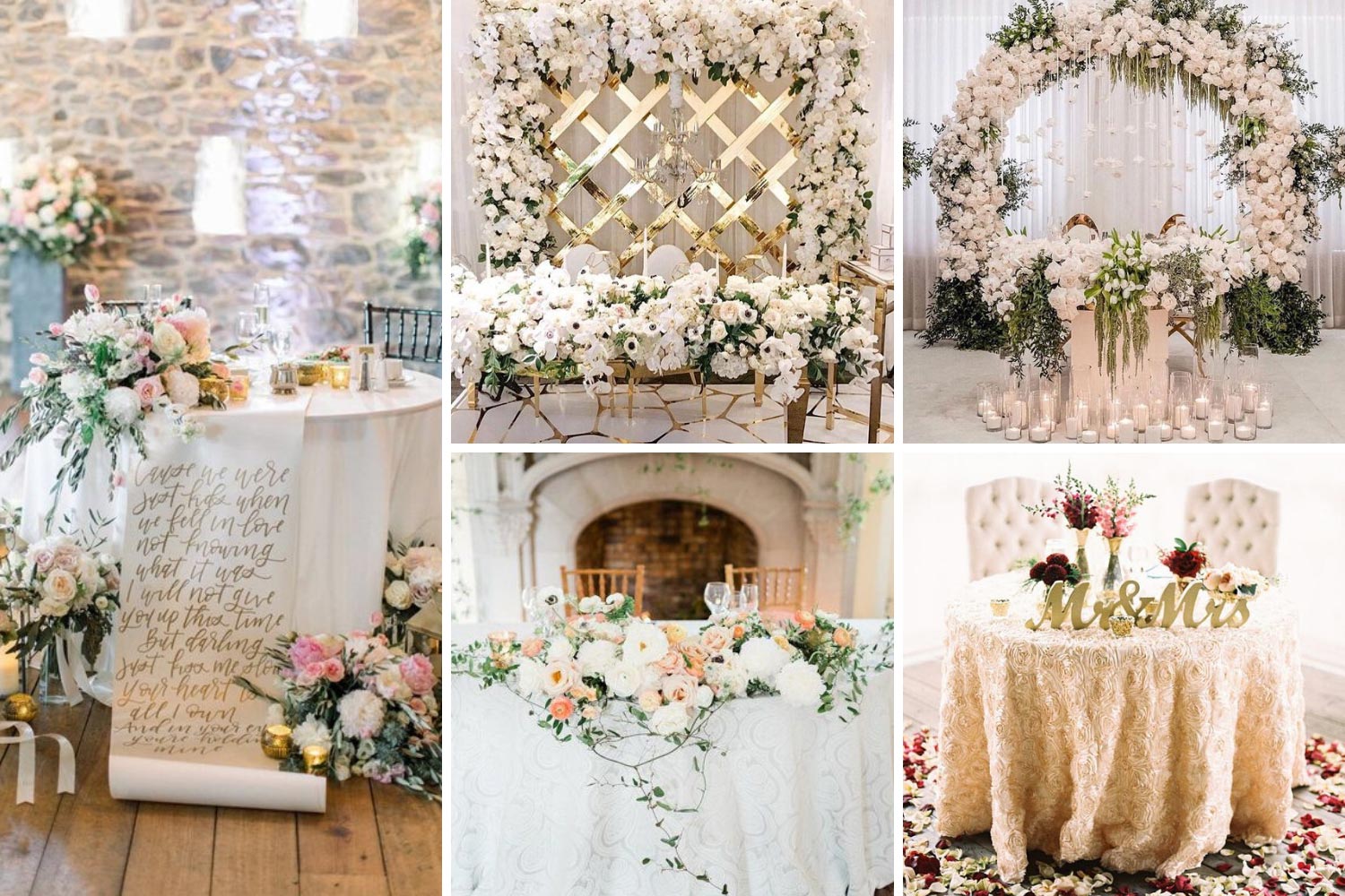 Декор для стола жениха и невесты: цветы, буквы фото